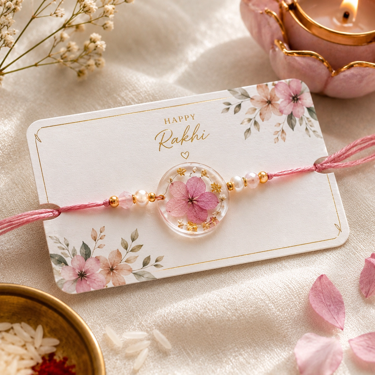 Floral Resin Rakhi — handcrafted resin art by ResinKriti