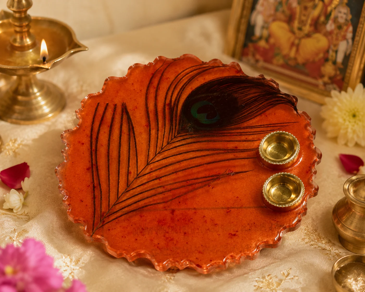 Decorative Pooja Thali — handcrafted resin art by ResinKriti