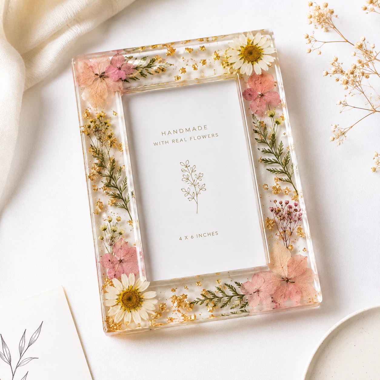 Floral Memory Frame — handcrafted resin art by ResinKriti